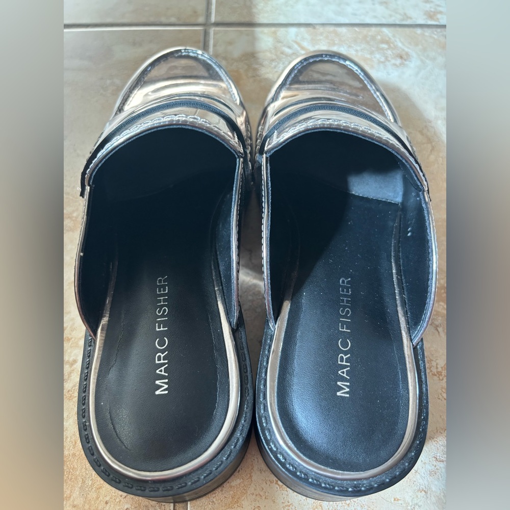 Marc Fisher Burlesk Loafer Mule — Metallic Silver - Picture 6 of 7